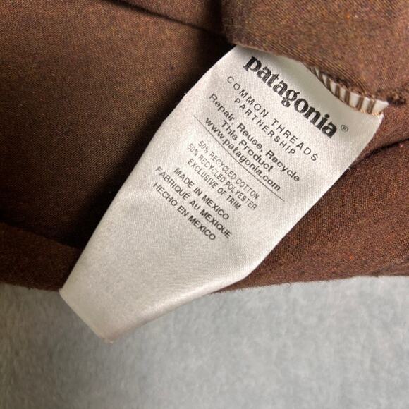 Patagonia Long Sleeve T Shirt Mens Small Brown Crew Neck Logo Outdoor Basic - Picture 7 of 8